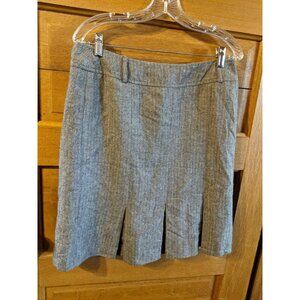 Dressbarn Size 10 Skirt Herringbone Brown Tan Pleated Lined Wool Blend